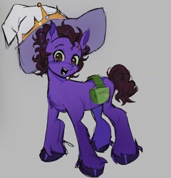 Size: 1320x1376 | Tagged: safe, artist:darkzombiez, earth pony, pony, azura (the owl house), bag, crossover, hat, luz noceda (the owl house), luzura, ponified, saddle bag, scar, simple background, smiling, solo, spoilers for another series, the good witch azura, the owl house, unshorn fetlocks, witch hat