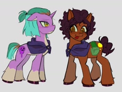 Size: 1596x1206 | Tagged: safe, artist:darkzombiez, earth pony, pony, unicorn, :p, abomination (the owl house), amity blight, bag, clothes, crossover, dyed mane, dyed tail, luz noceda (the owl house), ponified, ponytail, saddle bag, smiling, solo, tail, the owl house, tongue out, witch, witch pony