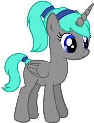 Size: 1836x2376 | Tagged: safe, artist:andrevus, oc, oc only, oc:vanargand, alicorn, pony, alicorn oc, blue eyes, folded wings, gray coat, hairband, horn, simple background, solo, transparent background, wings