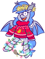 Size: 5434x7000 | Tagged: safe, artist:threetwotwo32232, oc, oc only, oc:lucky roll, bat pony, pony, bat pony oc, female, food, looking at you, mare, potato, simple background, solo, string lights, transparent background