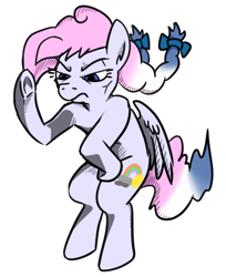 Size: 407x498 | Tagged: safe, artist:jargon scott, oc, oc only, oc:heavy weather, pegasus, pony, angry, bow, enrico pucci, hair bow, jojo pose, jojo reference, jojo's bizarre adventure, pegasus oc, pigtails, simple background, solo, transparent background, wings