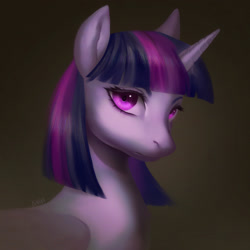 Size: 1832x1832 | Tagged: safe, artist:kinax, twilight sparkle, pony, g4, bust, digital art, female, mare, portrait, signature, simple background, solo