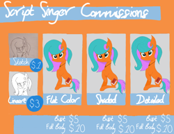 Size: 736x569 | Tagged: safe, artist:script singer, earth pony, pony, advertisement, commission info