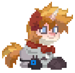 Size: 462x450 | Tagged: safe, artist:asiandra dash, pony, unicorn, pony town, animated, clothes, eyes closed, genshin impact, gif, giggling, lying down, male, one eye closed, pixel art, ponified, simple background, smiling, solo, tartaglia (genshin impact), transparent background, wip