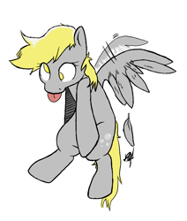 Size: 792x936 | Tagged: safe, artist:deathnugget-afro, artist:noogatdelight, derpy hooves, pegasus, pony, g4, feather, old art, simple background, solo, tongue out, white background