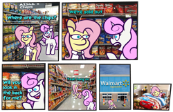 Size: 4670x3020 | Tagged: safe, artist:threetwotwo32232, fluttershy, pegasus, pony, unicorn, g4, comic, female, mare, parody