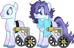 Size: 2794x1806 | Tagged: safe, artist:kurosawakuro, oc, oc only, earth pony, pony, base used, blue eyes, body markings, clothes, colored hooves, colored pupils, disabled, earth pony oc, facial markings, frown, male, offspring, parent:double diamond, parent:rarity, parents:diamond duo, scarf, simple background, solo, stallion, thick eyebrows, transparent background, unshorn fetlocks, wheelchair