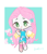 Size: 980x1132 | Tagged: safe, artist:ecor土土, fluttershy, human, g4, chibi, female, humanized, light skin, simple background, solo, wings