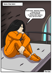 Size: 2480x3507 | Tagged: safe, artist:rex-equinox, part of a set, queen chrysalis, human, comic:crystal's imprisonment, g4, bed, clothes, comic, commission, high res, humanized, post-transformation, prison outfit, prisoner, shoes
