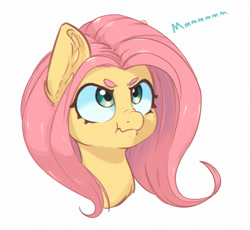 Size: 1000x919 | Tagged: safe, artist:inkypuso, fluttershy, pegasus, pony, angry, beanbrows, bust, cute, ear fluff, eyebrows, female, grumpy, madorable, mare, nose wrinkle, portrait, scrunchy face, shyabetes, simple background, solo, white background