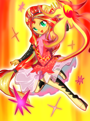 Size: 458x611 | Tagged: safe, artist:4azami, sunset shimmer, human, pony, equestria girls, g4, clothes, dress, female, ponied up, solo