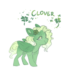 Size: 2289x2257 | Tagged: safe, artist:pinekelpiano, oc, oc only, oc:clover shy, pegasus, pony, clover, female, filly, foal, four leaf clover, freckles, high res, magical lesbian spawn, offspring, parent:fluttershy, parent:tree hugger, parents:flutterhugger, pegasus oc, simple background, solo, white background