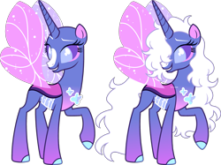 Size: 3485x2601 | Tagged: safe, artist:kurosawakuro, oc, oc only, unnamed oc, changepony, base used, blaze (coat marking), blue eyes, coat markings, colored eartips, colored hooves, colored pupils, colored sclera, facial markings, female, gradient legs, hair over one eye, high res, horn, lightly watermarked, long horn, mare, offspring, parent:pharynx, parent:princess luna, parents:lunarynx, purple sclera, raised hoof, simple background, smiling, solo, sparkly wings, spread wings, standing, transparent background, turned head, watermark, wings