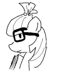 Size: 238x304 | Tagged: safe, artist:rainbrony, moondancer, pony, unicorn, g4, book, bust, glasses, looking at you, monochrome, side view, simple background, sketch, solo, white background