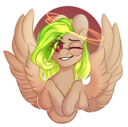 Size: 3798x3762 | Tagged: safe, artist:dreamyrat, oc, oc only, pegasus, pony, commission, female, high res, mare, one eye closed, pegasus oc, simple background, smiling, solo, transparent background