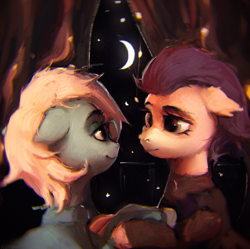 Size: 1709x1704 | Tagged: safe, artist:rvsd, oc, oc only, pony, floppy ears, looking at each other, looking at someone, moon, window