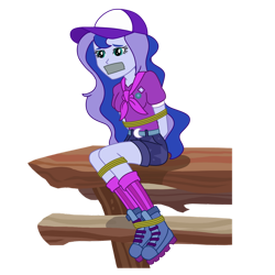 Size: 894x894 | Tagged: safe, artist:nie-martw-sie-o-mnie, princess luna, vice principal luna, human, equestria girls, g4, my little pony equestria girls: legend of everfree, bondage, boots, bound and gagged, cap, clothes, female, gag, hat, rope, rope bondage, scout uniform, shoes, shorts, simple background, socks, solo, tape, tape gag, tied up, transparent background