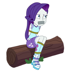 Size: 2000x2000 | Tagged: safe, artist:nie-martw-sie-o-mnie, rarity, human, equestria girls, g4, my little pony equestria girls: legend of everfree, bondage, bound and gagged, camp everfree outfits, clothes, female, gag, high res, shoes, simple background, solo, tank top, tape, tape gag, tied up, transparent background