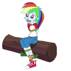 Size: 894x894 | Tagged: safe, artist:nie-martw-sie-o-mnie, rainbow dash, human, equestria girls, g4, my little pony equestria girls: legend of everfree, bondage, bound and gagged, clothes, converse, female, gag, shoes, simple background, solo, tied up, transparent background