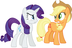 Size: 4521x3000 | Tagged: safe, artist:cloudy glow, applejack, rarity, earth pony, pony, unicorn, g4, three's a crowd, .ai available, duo, duo female, female, mare, simple background, transparent background, vector