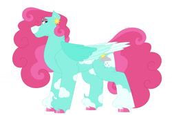Size: 1280x854 | Tagged: safe, artist:itstechtock, oc, oc only, oc:partly cloudy, pegasus, pony, female, magical lesbian spawn, mare, offspring, parent:merry may, parent:sunshower raindrops, simple background, solo, white background