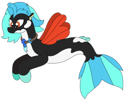 Size: 2740x2197 | Tagged: safe, artist:supahdonarudo, oc, oc only, oc:icebeak, seapony (g4), high res, jewelry, necklace, simple background, solo, transparent background