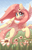 Size: 3300x5100 | Tagged: safe, artist:dandy, fluttershy, pegasus, pony, g4, absurd resolution, blushing, chest fluff, cute, daaaaaaaaaaaw, ear fluff, female, flower, flower in hair, grass, looking at you, mare, meadow, open mouth, shyabetes, sky, solo, wings