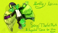 Size: 1280x720 | Tagged: safe, artist:deadsmoke, derpibooru exclusive, oc, pegasus, pony, bright, clothes, colors, curly hair, curly mane, curly tail, fashion, female, green, happy, hat, jewelry, lime, mare, shoes, smiling, tail