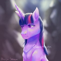 Size: 2048x2048 | Tagged: safe, artist:vountaia, twilight sparkle, pony, unicorn, g4, bust, female, high res, solo, unicorn twilight