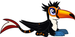 Size: 1912x943 | Tagged: safe, artist:lightningbolt, derpibooru exclusive, oc, oc only, oc:tristão, bird, griffon, toco toucan, toucan, toucan griffon, g4, .svg available, beak, chest fluff, folded wings, lying down, male, paws, prone, show accurate, simple background, solo, spots, stripes, svg, tail, talons, transparent background, vector, wings