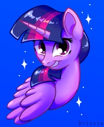 Size: 1778x2162 | Tagged: safe, artist:drizzledazzle, twilight sparkle, alicorn, pony, g4, blue background, female, simple background, solo, twilight sparkle (alicorn)