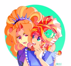 Size: 2048x1886 | Tagged: safe, artist:drizzledazzle, adagio dazzle, sunset shimmer, human, equestria girls, g4, duo, female, lesbian, ship:sunsagio, shipping, sunset sushi