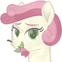Size: 1000x1000 | Tagged: safe, alternate version, artist:php178, derpibooru exclusive, roseluck, crystal pony, earth pony, pony, derpibooru, derpibooru community collaboration, g4, .svg available, a rose for you, alternate hairstyle, bedroom eyes, bust, colored eyebrows, colored pupils, crystalline, crystallized, curly mane, derpibooru badge, female, flower, green eyes, inkscape, lidded eyes, looking at you, mare, meta, movie accurate, rose, simple background, smiling, smiling at you, solo, svg, transparent background, vector