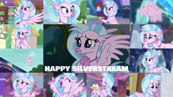 Size: 1978x1113 | Tagged: safe, edit, edited screencap, editor:quoterific, screencap, edith, fluttershy, silverstream, butterfly, cockatrice, hippogriff, a matter of principals, g4, marks for effort, school daze, school raze, she's all yak, student counsel, the hearth's warming club, uprooted, what lies beneath, collage, cute, diastreamies, happy, library, school of friendship, smiling