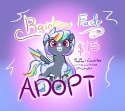 Size: 2616x2329 | Tagged: safe, artist:staceyld636, oc, oc:rainbow fade, pegasus, pony, adoptable, advertising, chest fluff, high res, looking at you, pegasus oc, solo, spread wings, wings