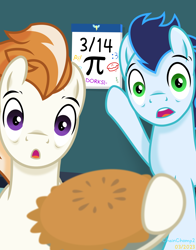 Size: 2200x2800 | Tagged: safe, artist:chainchomp2, fire streak, soarin', pegasus, pony, g4, :o, calendar, duo, duo male, food, high res, male, meme, open mouth, pi, pi day, pie, pointing, ponified meme, selfie, soft shading, soyjak, soyjaks pointing, stallion, that pony sure does love pies, vector, wojak, wonderbolts