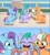 Size: 1500x1682 | Tagged: safe, edit, edited screencap, screencap, glory (g5), peach fizz, seashell (g5), earth pony, pegasus, pony, unicorn, a day in the life, g5, my little pony: tell your tale, sunny's smoothie moves, spoiler:g5, spoiler:my little pony: tell your tale, animation error, cellphone, eyebrows, female, filly, foal, grin, phone, pippsqueak trio, pippsqueaks, raised eyebrow, smartphone, smiling