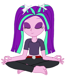 Size: 1987x2304 | Tagged: safe, artist:chrismc373, aria blaze, human, equestria girls, g4, meditating, simple background, solo, transparent background