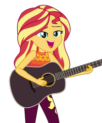 Size: 6705x8154 | Tagged: safe, artist:chrismc373, sunset shimmer, human, equestria girls, g4, let it rain, my little pony equestria girls: better together, guitar, musical instrument, simple background, solo, transparent background