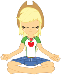 Size: 2992x3712 | Tagged: safe, artist:chrismc373, applejack, human, equestria girls, g4, barefoot, feet, high res, meditating, simple background, solo, transparent background