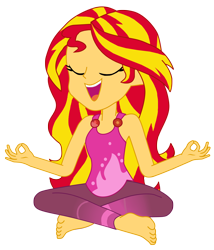 Size: 6018x7015 | Tagged: safe, artist:chrismc373, sunset shimmer, human, equestria girls, g4, meditating, simple background, solo, transparent background