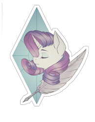 Size: 1400x1800 | Tagged: artist needed, safe, rarity, pony, unicorn, g4, bust, eyes closed, portrait, profile, quill, simple background, solo, transparent background
