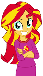 Size: 540x941 | Tagged: safe, artist:chrismc373, sunset shimmer, human, equestria girls, g4, clothes, pajamas, simple background, smiling, solo, transparent background