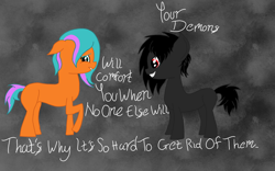 Size: 1920x1200 | Tagged: safe, artist:script singer, oc, oc only, oc:angel of darkness, oc:script singer, earth pony, pony, depression, earth pony oc, quote