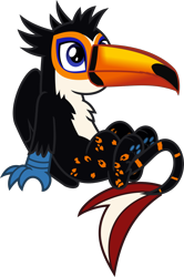 Size: 976x1469 | Tagged: safe, artist:lightningbolt, derpibooru exclusive, oc, oc only, oc:tristão, bird, griffon, toco toucan, toucan, toucan griffon, g4, .svg available, beak, chest fluff, folded wings, griffon oc, leaning back, male, paw pads, paws, show accurate, simple background, sitting, solo, spots, stripes, svg, tail, talons, transparent background, underpaw, vector, wings