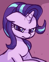 Size: 234x298 | Tagged: safe, artist:plunger, starlight glimmer, pony, unicorn, g4, angry, drawthread, ears, female, floppy ears, looking at you, mare, ponybooru import, simple background, solo