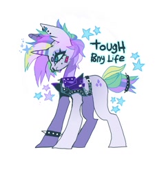Size: 858x890 | Tagged: safe, artist:cutesykill, rarity, pony, unicorn, g4, it isn't the mane thing about you, season 7, alternate hairstyle, bandaid, beanbrows, bracelet, collar, ear piercing, earring, eyebrows, female, horn, jewelry, nose piercing, nose ring, piercing, punk, raripunk, simple background, solo, sparkles, spikes, text, white background