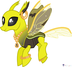 Size: 4336x4000 | Tagged: safe, artist:melisareb, part of a set, changedling, changeling, insect, moth, mothling, original species, g4, .svg available, absurd resolution, alphabet lore, bracelet, changelingified, crossover, ear piercing, earring, female, flying, jewelry, k, mare, necklace, piercing, simple background, solo, species swap, transparent background, vector, wings, yellow changeling