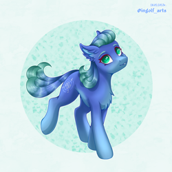 Size: 2500x2500 | Tagged: safe, artist:ingolf arts, oc, oc only, oc:emerald splash, earth pony, pony, chest fluff, cute, ear fluff, earth pony oc, emerald splash, female, high res, mare, oc only pony, simple background, solo