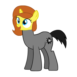Size: 1920x1920 | Tagged: safe, artist:motownwarrior01, derpibooru exclusive, oc, oc only, oc:yellow list, earth pony, pony, unicorn, cute, female, filly, foal, head swap, mad science, male, simple background, smiling, stallion, transparent background, what has science done